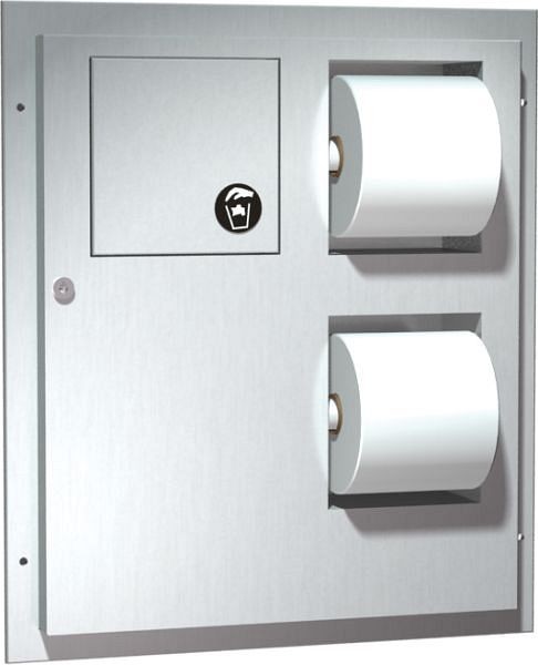 ASI Toilet Tissue Dispenser/Napkin Disposal (Dual Access) - Partition Mounted, 10-04813