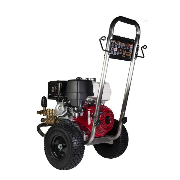 BE Power Equipment 4,000 PSI - 4.0 GPM Gas Pressure Washer with Honda GX390 Engine and Cat Triplex Pump, Heavy-duty stainless steel frame, PE-4013HWPSCAT