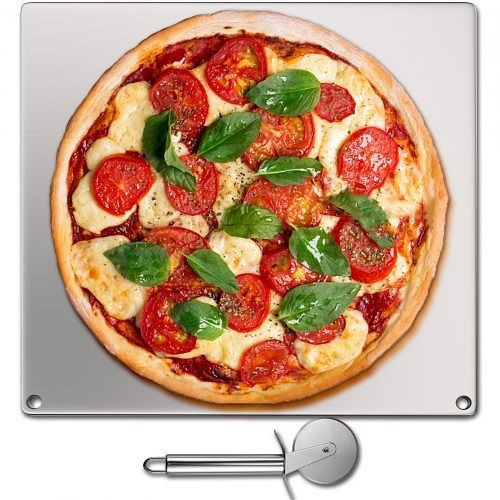 VEVOR Pizza Steel Baking Stone,Square Steel Pizza Pan,14" x 14" x 0.4" Steel Pizza Plate, PSGBBZK3636CM7K4KV0