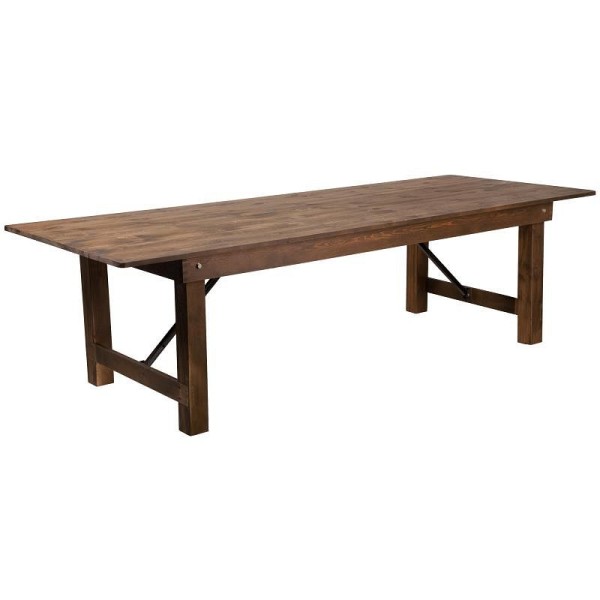 Flash Furniture HERCULES 9' x 40" Rectangular Antique Rustic Solid Pine Folding Farm Table, XA-F-108X40-GG