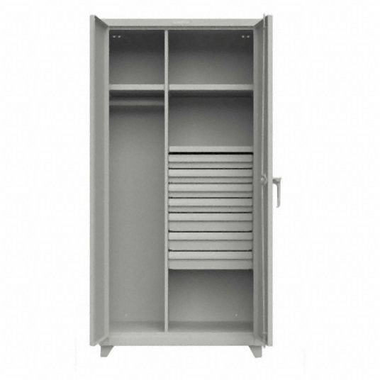 Strong Hold Heavy Duty Storage Cabinet, Grey, 75 in H X 36 in W X 24 in D, Assembled, 36-W-243-7DB-L