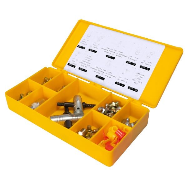 ProLube SAE Grease Fittings and Assortment Kit, 65pc, includes Two Professional 4-Jaw Grease Couplers, 43985