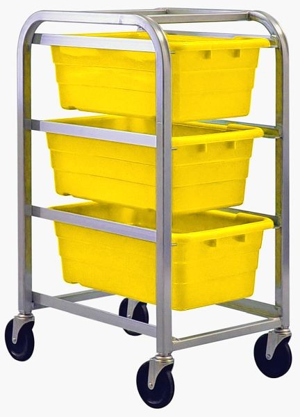 Quantum Storage Systems Tub Rack, mobile, 60 lb. weight capacity per bin, end loading, holds (3) TUB2516-8 yellow tubs (included), TR3-2516-8YL