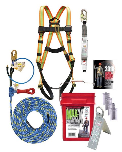 Super Anchor Safety MAX-X Bucket Kit 30ft X-line Pneumatic Lifeline with SuperGrab, 4075-30