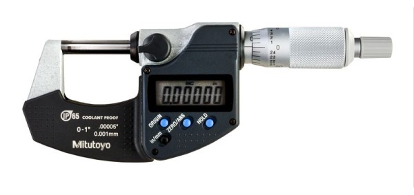 Mitutoyo Digimatic Micrometer, I/m 0-1 In, .00005 In, No Output, Ratchet Stop, 293-340-30