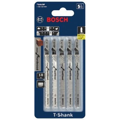 Bosch 5 pieces 4 Inches 10 TPI Variable Pitch Clean for Hardwood T-Shank Jig Saw Blades, 2608636849