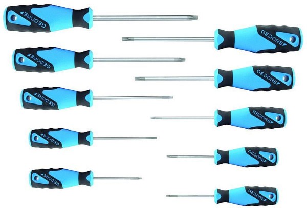 GEDORE 10-piece Screwdriver set, Screwdriver set for Torx screws, 3-component handle, Tool, 2163 TX-010, 1482335
