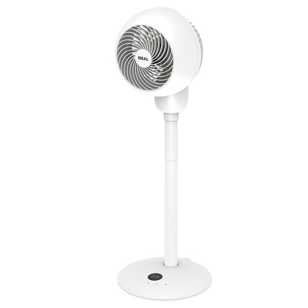 ideal Height Adjustable Oscillating Fan with Remote, Pedestal Desk, Floor Height, 4 Speed, 9 Hour Timer, Multi Oscillation, 3 Blades, White, IDEAPF0010