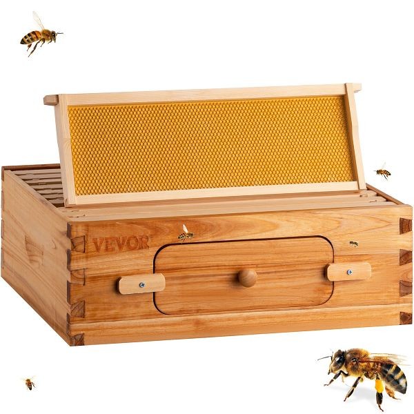 VEVOR Bee Hive, 10-Frame Complete Beehive Kit, Includes 1 Medium Box, CTFXZHKSMX110WW93V0