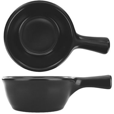International Tableware Bakeware Stoneware Coal Black Handle Soup Crock (8.5oz), Black, Quantity: 12 pieces, OSC-55-B