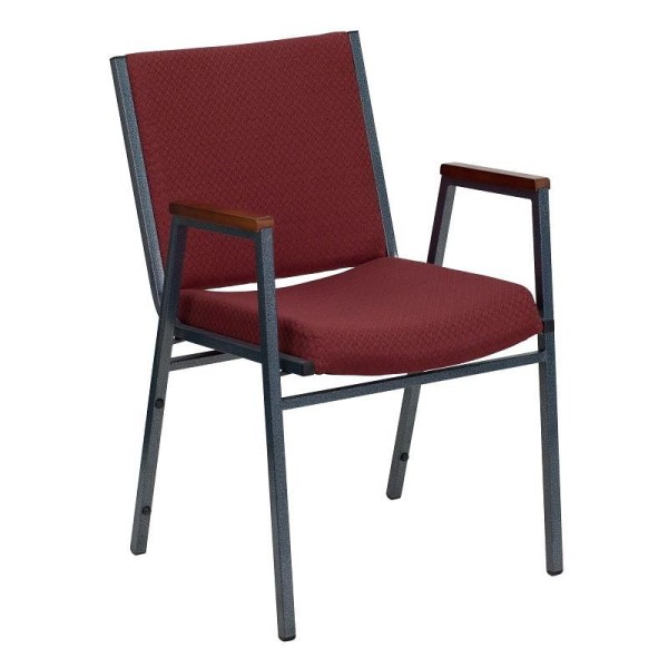 Flash Furniture HERCULES Series Heavy Duty Burgundy Patterned Fabric Stack Chair with Arms, XU-60154-BY-GG
