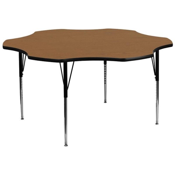 Flash Furniture Wren 60'' Flower Oak Thermal Laminate Activity Table - Standard Height Adjustable Legs, XU-A60-FLR-OAK-T-A-GG
