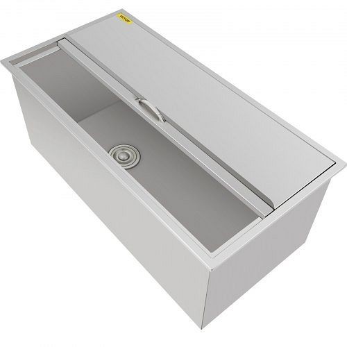 VEVOR Drop In Stainless Steel Ice Chest Bin with Lid & Drain, 109.9qt Drop-In Design, JG18X36X120000001V0