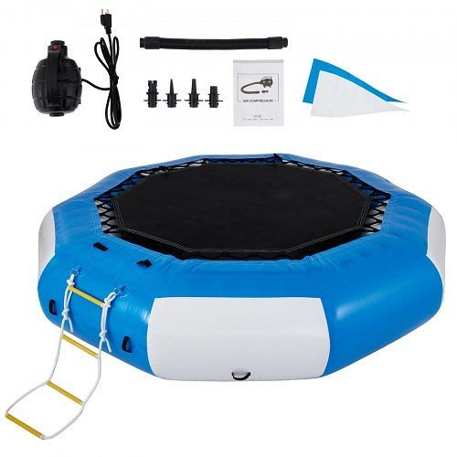 VEVOR 10ft Diameter Inflatable Water Trampoline Bounce Swim Platform Lake Toy, Blue & White, SSBC10FTBWDFT0001V0