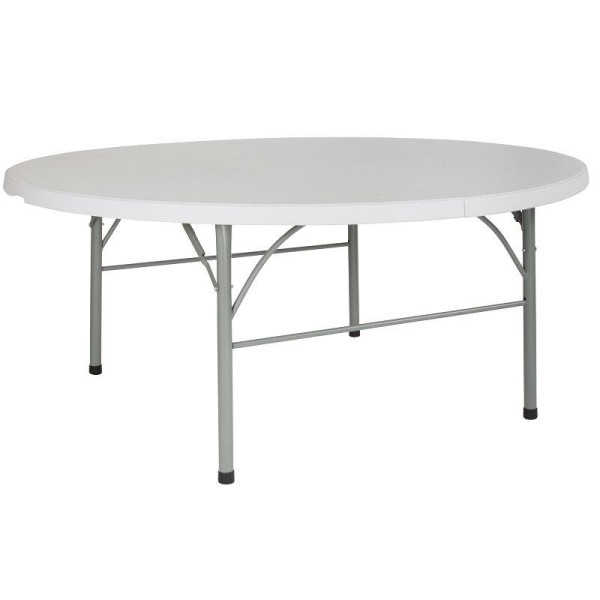 Flash Furniture Stonewall 6-Foot Round Bi-Fold Granite White Plastic Banquet and Event Folding Table with Carrying Handle, DAD-183RZ-GG