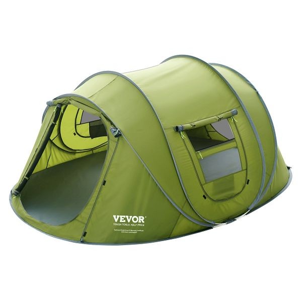 VEVOR Camping Tent, 9.2 x 6.6 x 4.3 ft Pop Up Tent for 4 Person, Easy Setup Waterproof Backpacking Tent, LYZPBLXWDLNJBM5C6V0