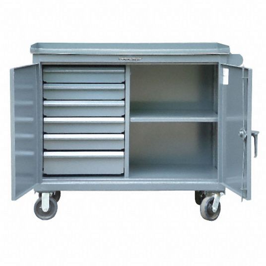 Strong Hold Gray Industrial Premium Rolling Cabinet, 44 in H X 48 in W X 24 in D, Number of Drawers: 6, 4-TC-241-6/5DB