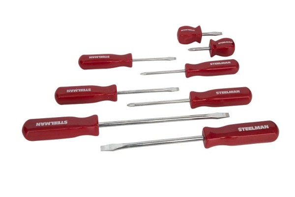 STEELMAN Square Grip Slotted and Phillips Head Screwdriver Set, 8 Pieces, 42108