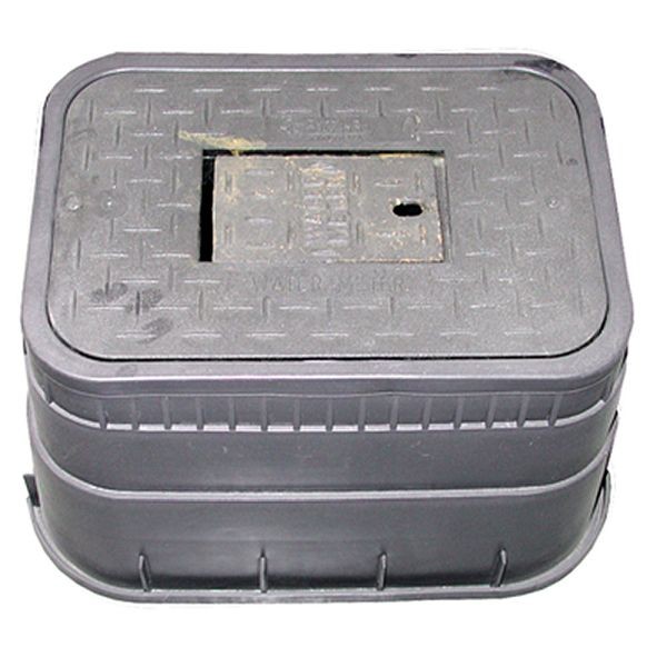Jones Stephens 12" Standard Meter Box with Plastic Lid and Black Cast Iron Reader Cover, M12004