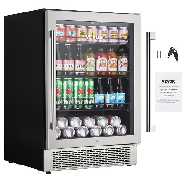 VEVOR Beverage Cooler, 154 Cans Capacity Beverage Refrigerator, YCD24150L110VJFPWV1