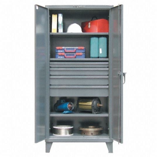 Strong Hold Heavy Duty Storage Cabinet, Dark Gray, 78 in H X 36 in W X 24 in D, Assembled, 3 Cabinet Shelves, 36-243-4DB