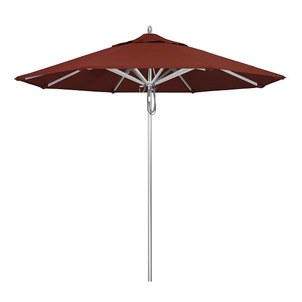 California Umbrella 9' Rodeo Series Patio Umbrella, Aluminum Ribs Deluxe Pulley Lift System, Sunbrella 2A Henna Fabric, AAT908A002-5407