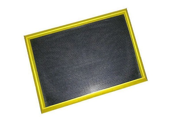 Crown Matting Technologies Disinfectant Boot Bath Mat 32" x 39" Black with Yellow, BD 3239YB