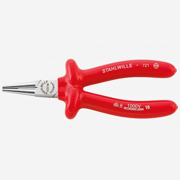 Stahlwille 6523 VDE round nose pliers, short, 160 mm - Dip-coated, ST65237160