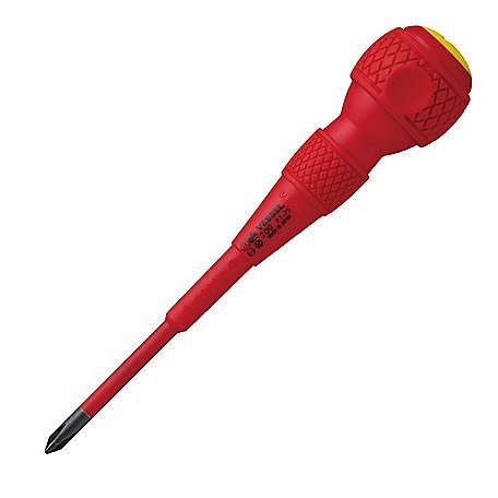 VESSEL Ball Grip Insulated Screwdriver, Tip Size: PH 1, Shaft Length: 3 in., 200P175