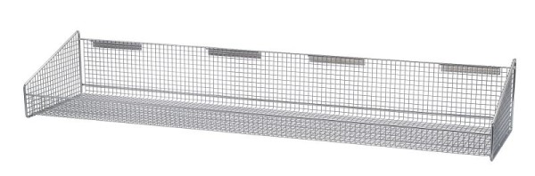 Quantum Storage Systems Partition Wall Hanging Basket, 11-7/8x48x7-1/2", 125 lb load capacity, mesh design, chrome plated, 1047HBC