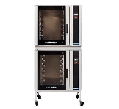 Moffat Turbofan E35T6-26/2 - Two Full Size Electric Convection Ovens Touch Screen Control Double Stacked on a Base Stand with adjustable feet, E35T6-26/2