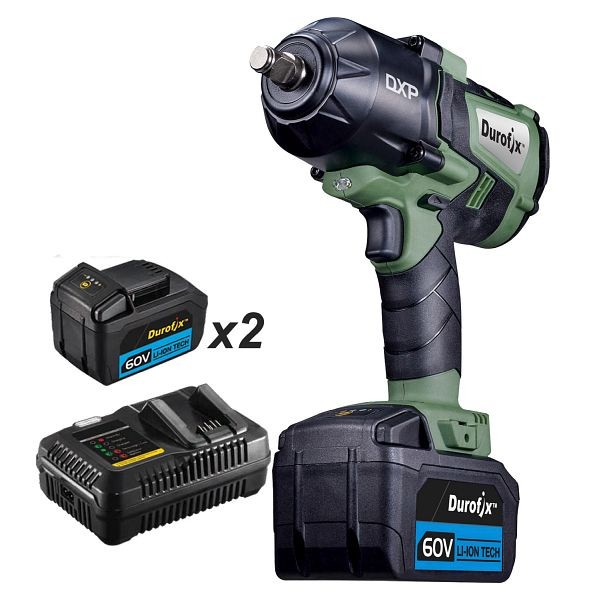 Durofix DXP 60V Cordless 1/2" Brushless Jumbo Impact Wrench (up to 1500 ft-lbs), 3-Stages Torque Control, 2-Battery Kit, RI60164-P2