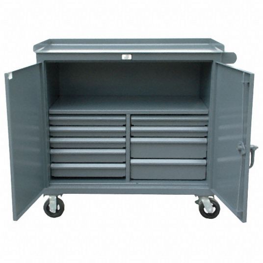 Strong Hold Gray Industrial Premium Rolling Cabinet, 47 in H X 49 in W X 25 in D, Number of Drawers: 9, 4.4-TC-241-9/5DB