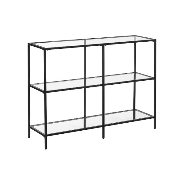 VASAGLE Glass Console Table with Shelves, Black Frame, LGT027B01