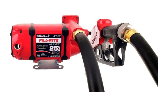 Fill-Rite 115V AC 25 GPM Continuous Duty Fuel Transfer Pump with Ultra Hi-Flow Auto Nozzle, Foot Mount, NX25-120NF-AA