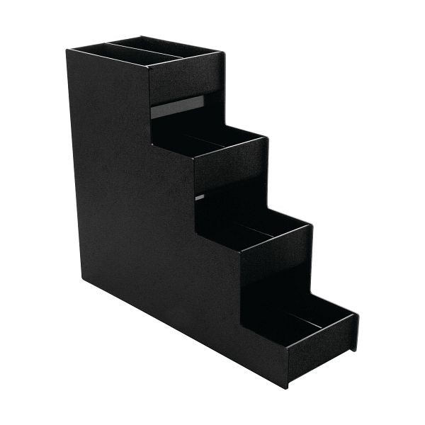 Vertiflex Condiment Organizer Narrow 4 Shelves 8 Compartments, Black, VFC-1916RC
