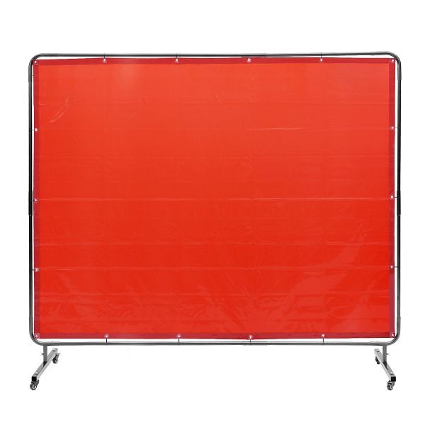 VEVOR Welding Screen with Frame, 6' x 8' Welding Curtain Screen, 4 Swivel Wheels (2 Lockable), Red, DMSHJPF6X8YCCZQN5V0