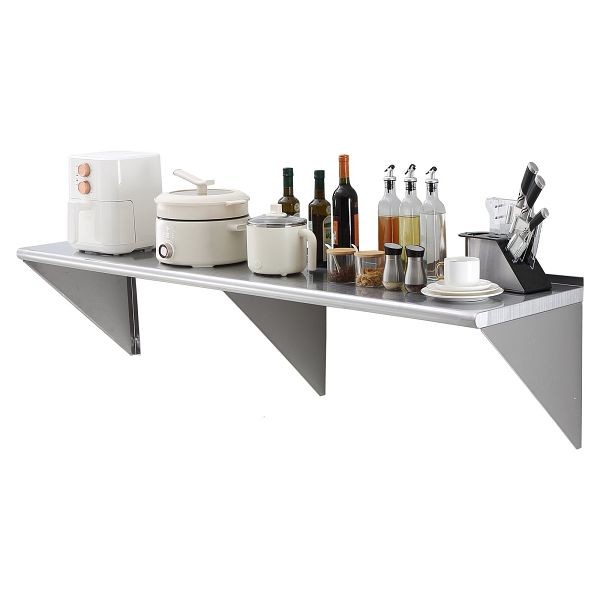 VEVOR 18" x 72" Stainless Steel Shelf, Wall Mounted Floating Shelving with Brackets, 500 lbs Load Capacity Commercial Shelves, BGSCTTJD187216Z9NV0
