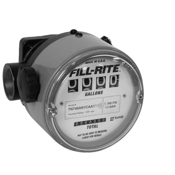 Fill-Rite 1" Meter (Gallons) Calibrated for High-Viscosity Lube and Hydraulic Oils, Fluorocarbon Seals, 1000 PSI/69 bar, TN740AN1CAA1TAI