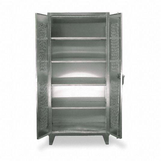 Strong Hold Heavy Duty Storage Cabinet, Silver, 78 in H X 36 in W X 24 in D, Assembled, 36-V-244SS
