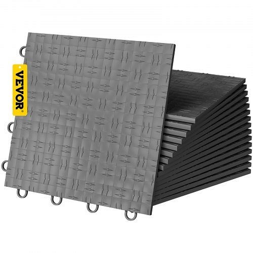 VEVOR Garage Floor Tiles 12" x 12" Garage Floor Covering Tiles 50 Pack Graphite Diamond Plate Garage Flooring Tiles, PVCDB-SMH50P00001V0