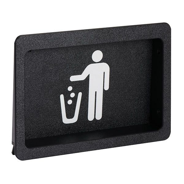 Dispense Rite Built-in trash door - trash symbol faceplate - small - Black Polystyrene, FMTD-1BT