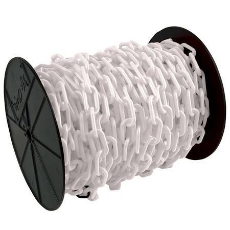 Mr. Chain Plastic Barrier Chain on a Reel, White, 100 Foot Length, 51101