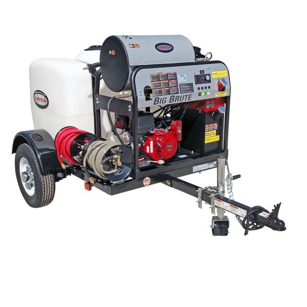 Simpson Professional Gas Pressure Washer Trailer 4000 PSI at 4.0 GPM HONDA® GX390 with COMET Triplex Plunger Pump, Hot Water, 95005