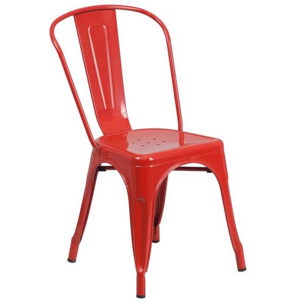 Flash Furniture Perry Commercial Grade Red Metal Indoor-Outdoor Stackable Chair, CH-31230-RED-GG
