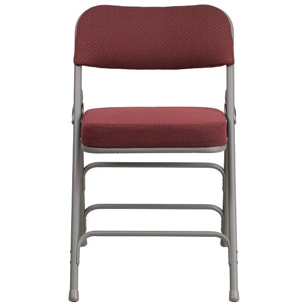 Flash Furniture HERCULES Series Premium Curved Triple Braced & Double Hinged Burgundy Fabric Metal Folding Chair, Pack of 2, 2-AW-MC320AF-BG-GG