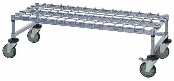 Quantum Storage Systems Dunnage Platform Rack wire, mobile, 48x18x14", dunnage shelf, 3-sided frame, 4 6" posts, 4 bumpers, casters with brakes, M18486DGY
