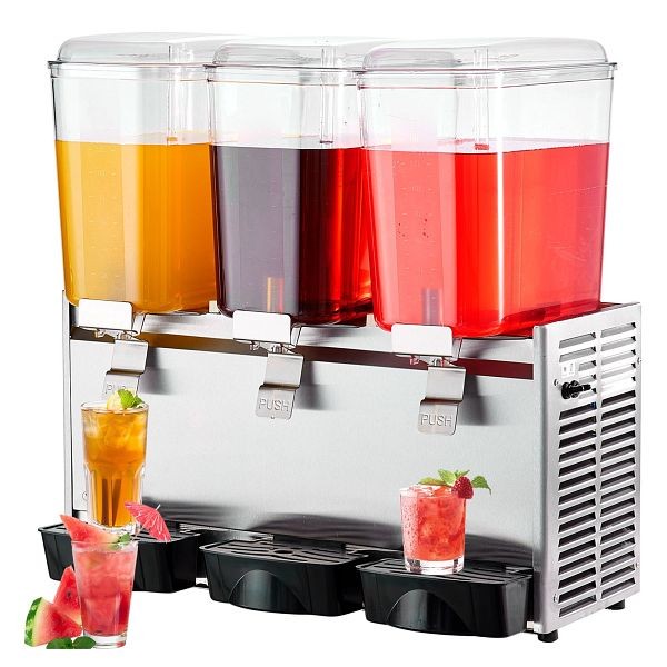 VEVOR Commercial Beverage Dispenser, 20.4 Qt 18L 3 Tanks Ice Tea Drink Machine, DLYLJ18L3680W945ZV1