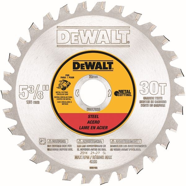 DeWalt 5-3/8" 30T Ferrous Metal Cutting 20mm Arbor, DWA7538