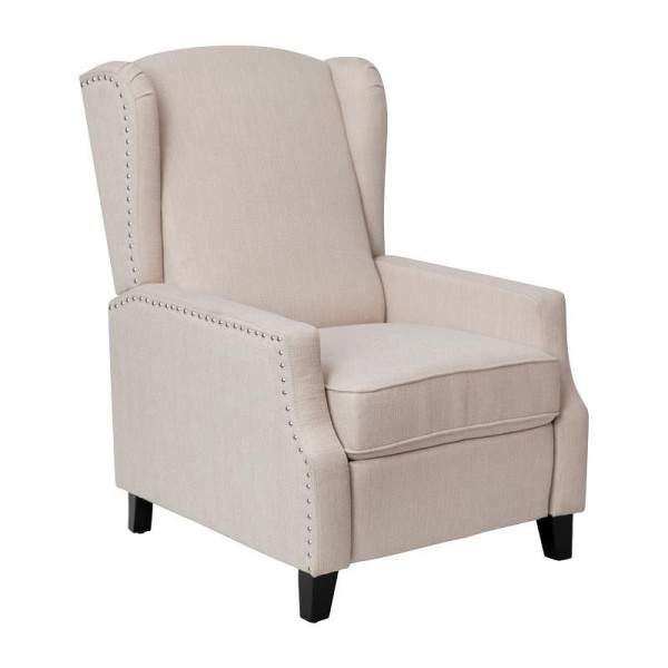 Flash Furniture Prescott Traditional Style Slim Push Back Recliner Chair-Wingback Recliner with Cream Fabric Upholstery, BO-BS7002-1-CREAM-GG